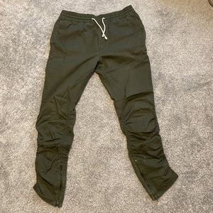 H&M Divided Mens Army Green Tapered Twill Joggers with Zips Size 34